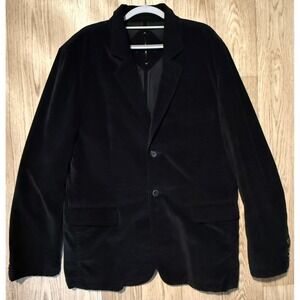 Positano XL Black Velvet Blazer 2-Button Jacket Classic Tailored Evening Casual